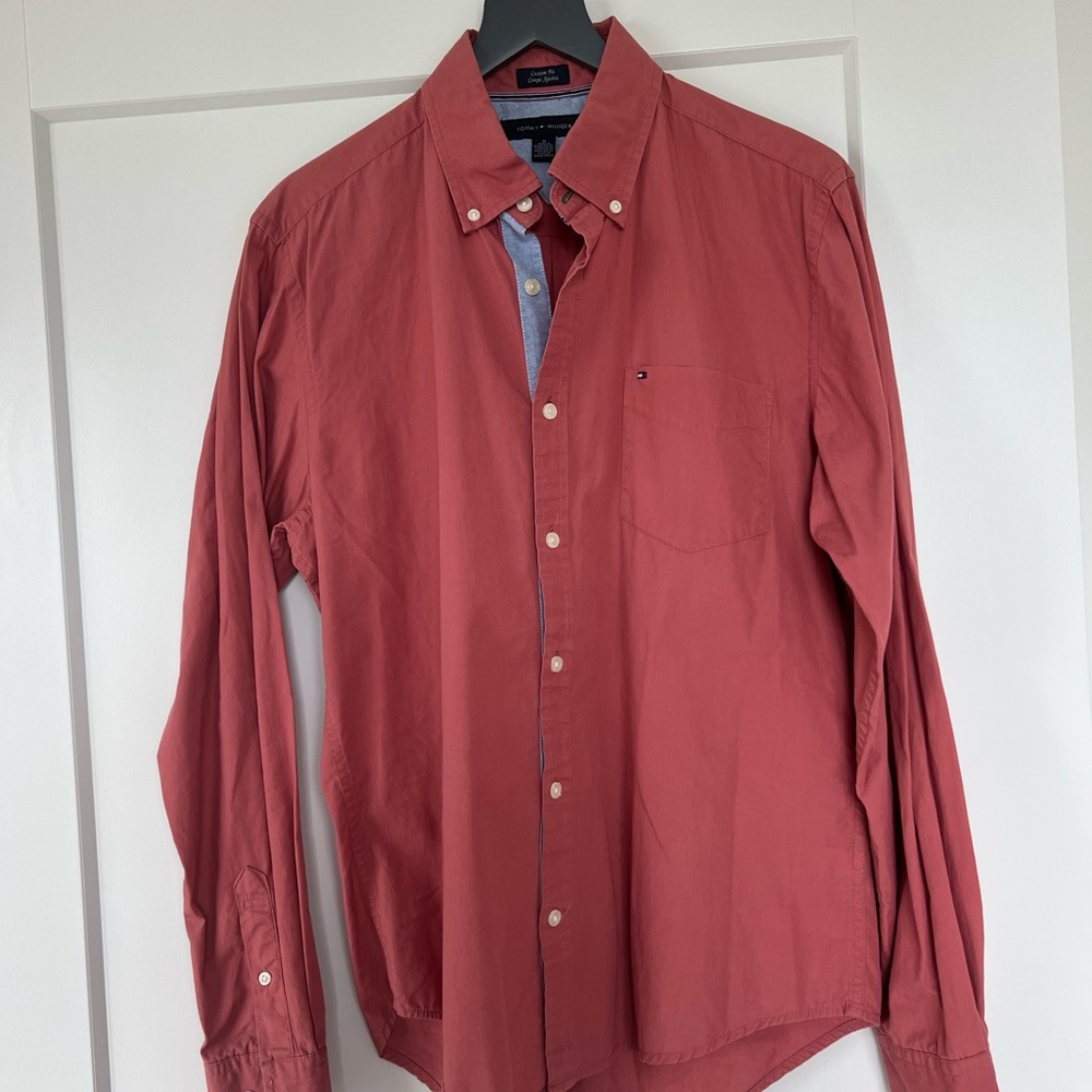 Tommy Hilfiger Men's Red Button-Down Shirt